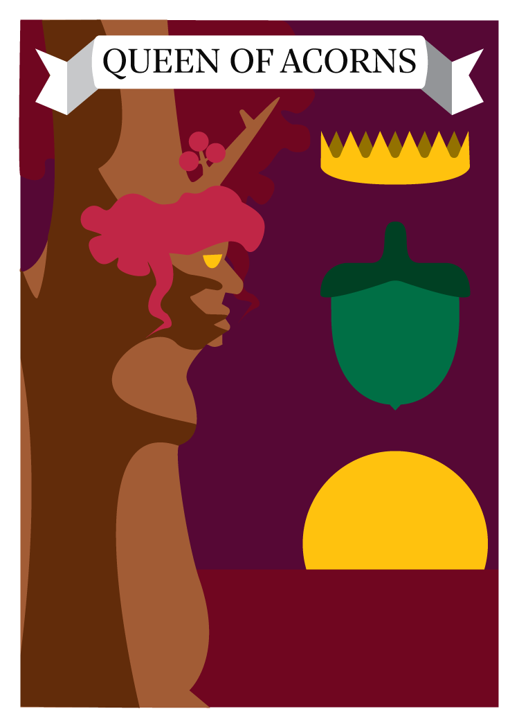 Playing Card Render Acorn Queen